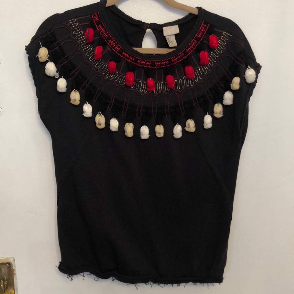 H&M embellished Pom Pom sweatshirt S